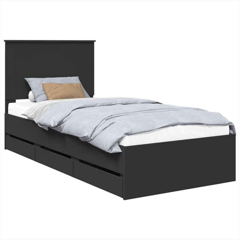 Bed, Black, European Single (90 x 200 cm)