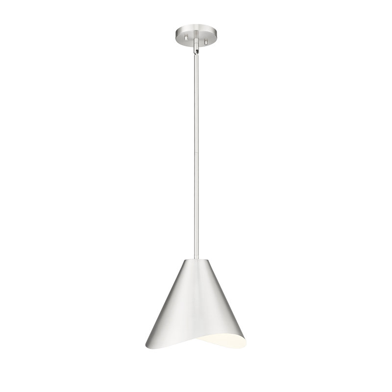 Luminaire suspendu 1 lumière Barrera, Argenté / blanc, Nickel brossé