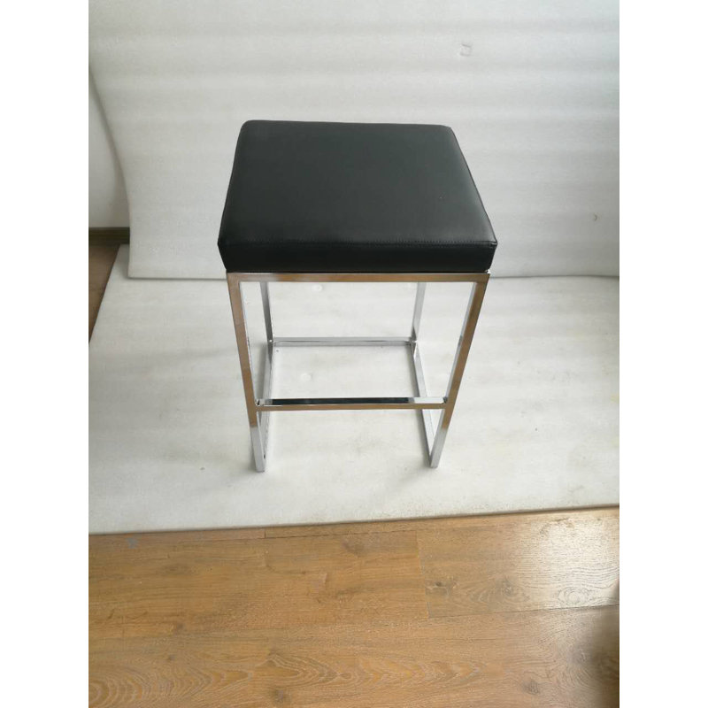 Upholstered Faux Leather Counter Stool, Black