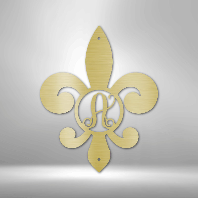 Décoration murale en acier personnalisée "Fleur De Lis", Doré, H 23 po x l 23,5 po x P 0,5 po, Oui