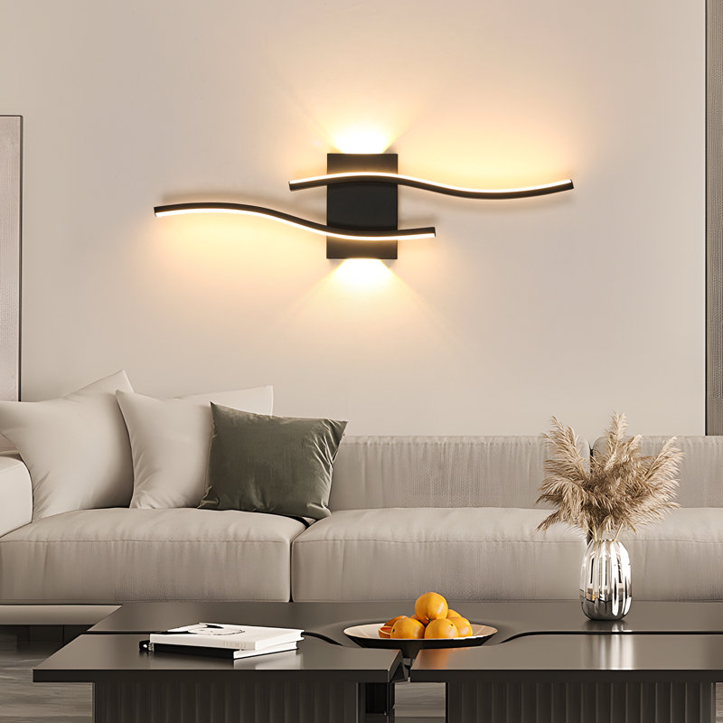 Modern Aluminum Linear LED Wall Light, Matte Black, 15cm H x 59cm W x 5.5cm D