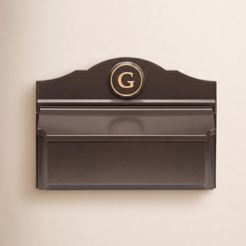 Colonial Wall Mounted Mailbox, Brown/Gold, Yes