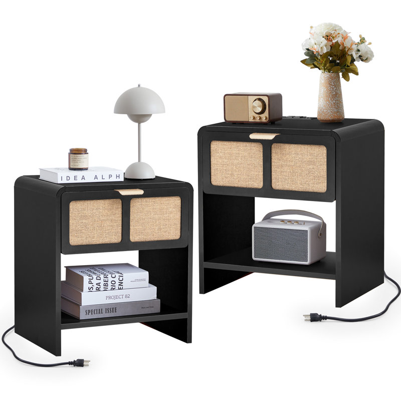 Table de bout avec station de charge, Noir