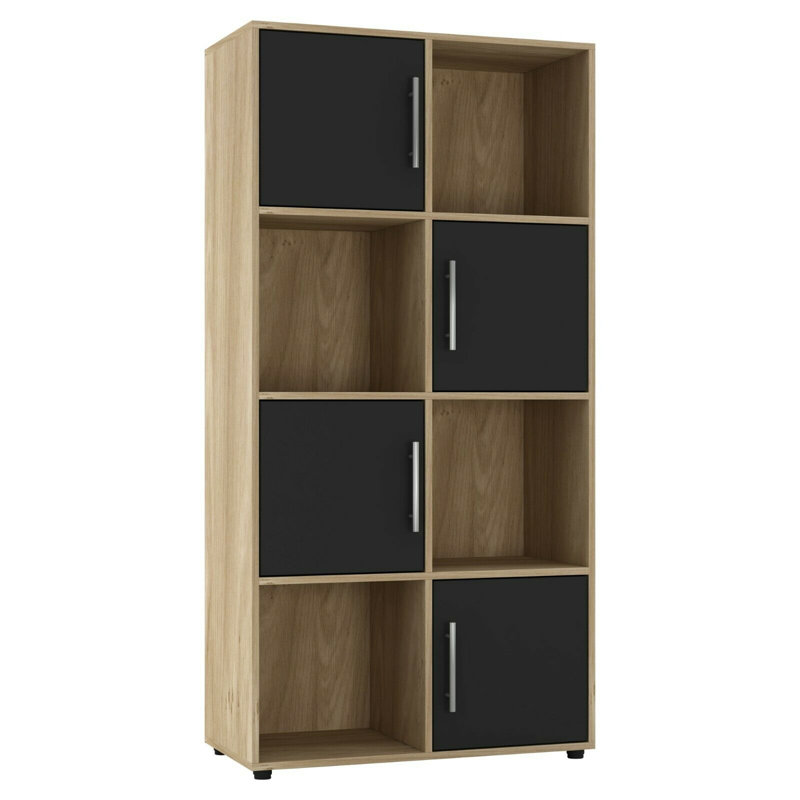 Bernold 119cm H x 60cm W Cube Bookcase, Oak/Black
