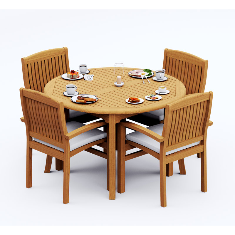 Wave Outdoor 5 - Piece Teak Dining Set