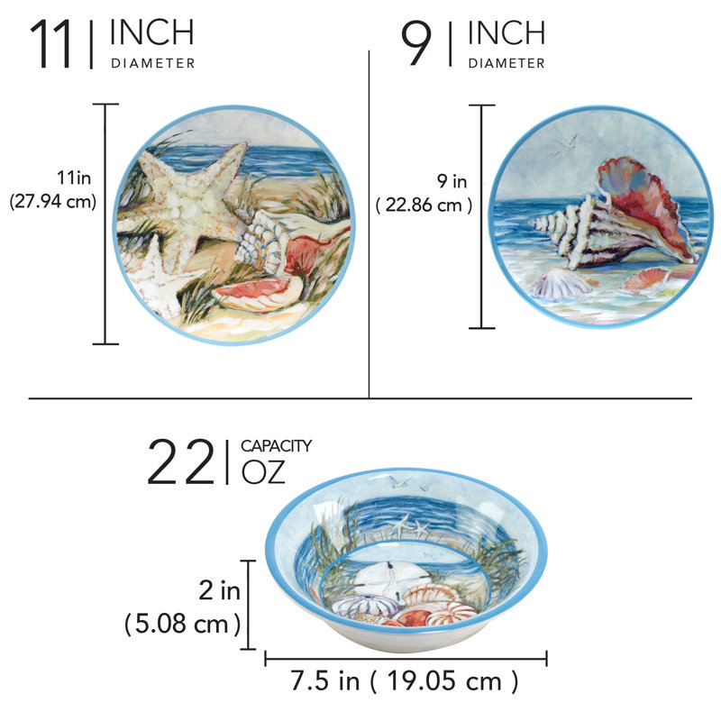Service de table 12 pièces Seacoast Melamine