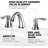 2 Pcs Bathroom Sink Faucet 3 Hole With Stainless Steel Pop Up Drain And Cupc Hose, Brushed Silver-103110554