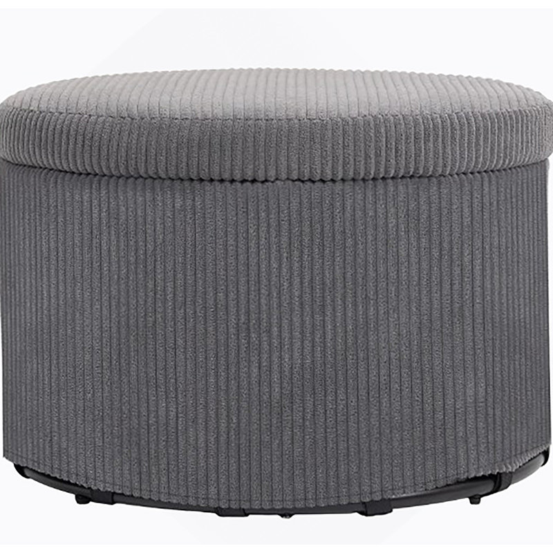 Repose-pieds rembourré, tabouret de rangement rond avec couvercle