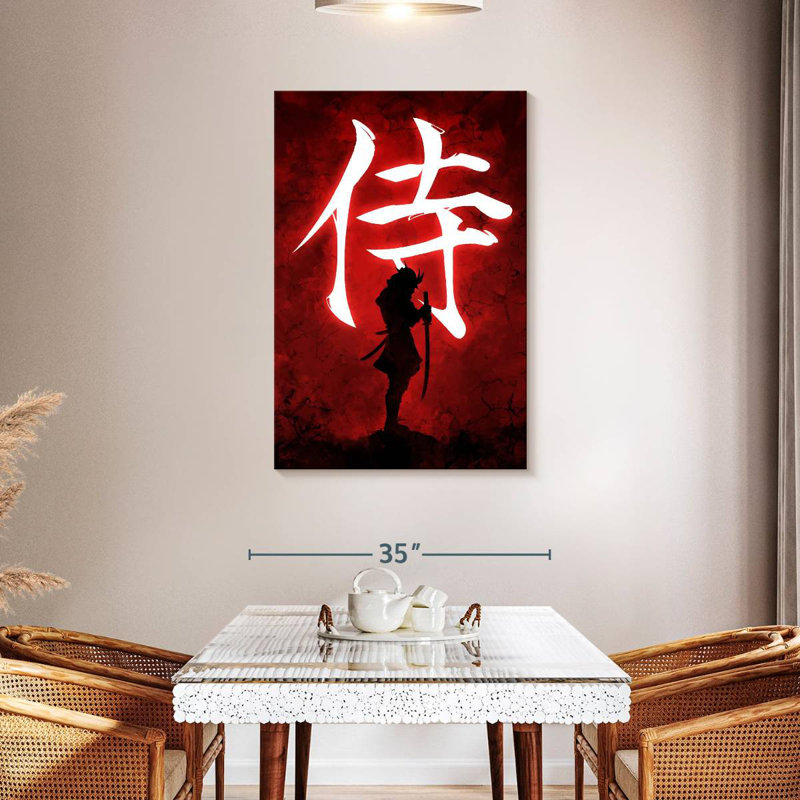 Leisha Samurai On Red, 45" H x 30" W