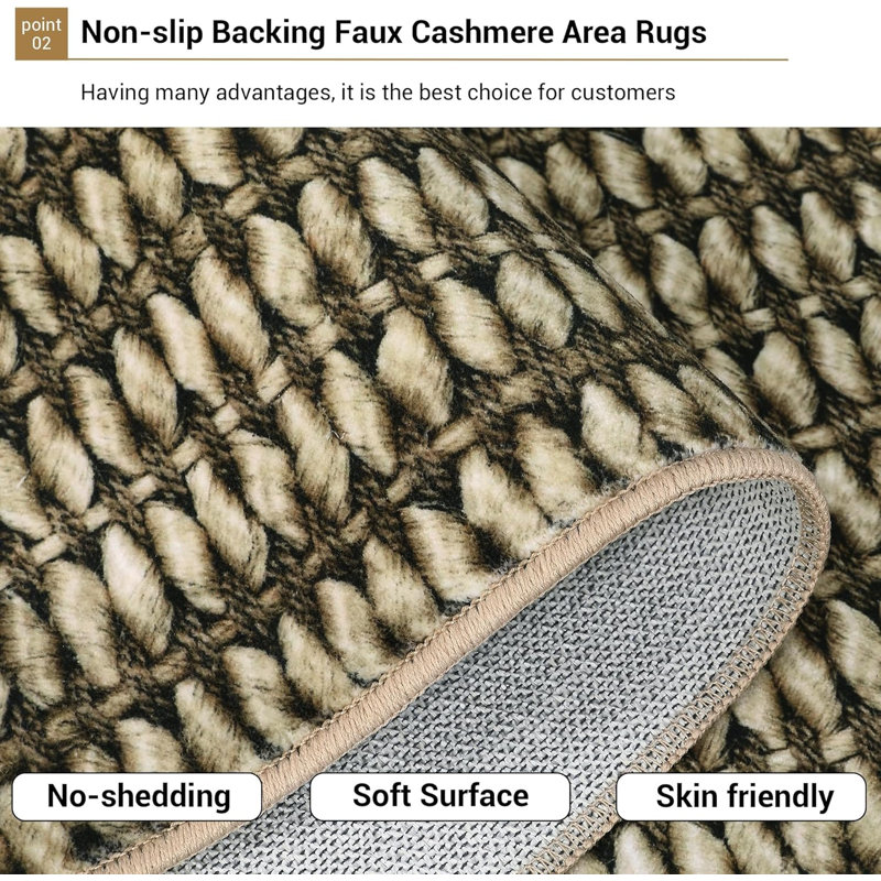 2x6 Washable Modern Textured Stripe Rug Thin Non-Slip Low Pile Stain-Resistant Reinforced Edges Foldable Entryway Beige