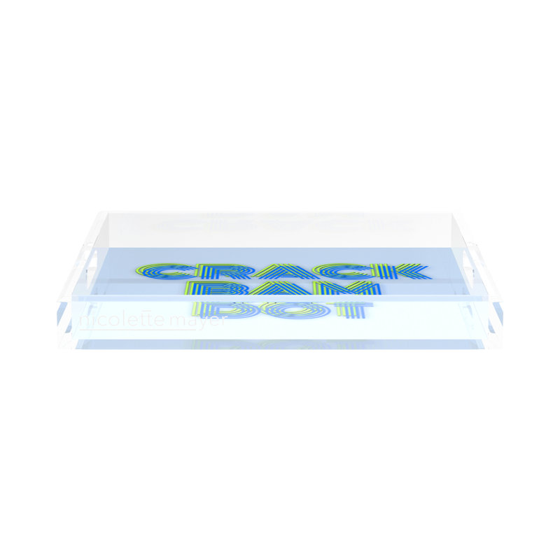 Abstract Decorative Tray, 2" H x 15" W x 15" D, Blue Scelery