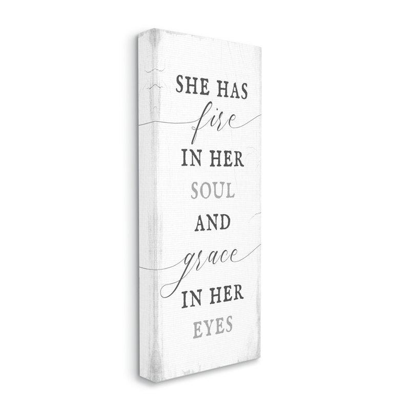 «She has Fire in Her Soul Motivation Girl Power» par Lil 'Rue - Art textuel, Toile tendue, H 24 po x l 10 po x P 1,5 po