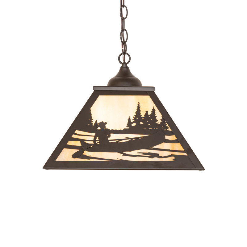 16" Square Canoe At Lake Pendant