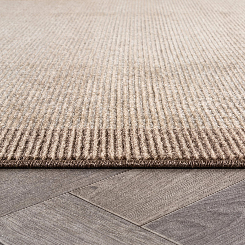 Tapis moderne à motif géométrique moderne à bordure, Beige, Tapis de couloir 2 pi 2 po x 12 pi