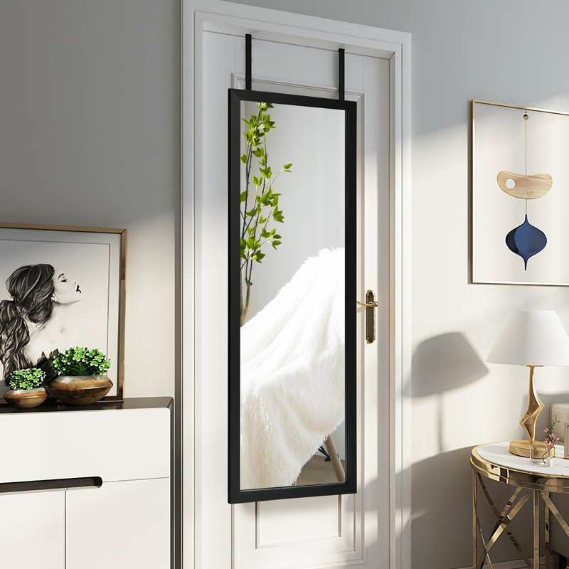 Foyez Wood Flat Mirror, Black