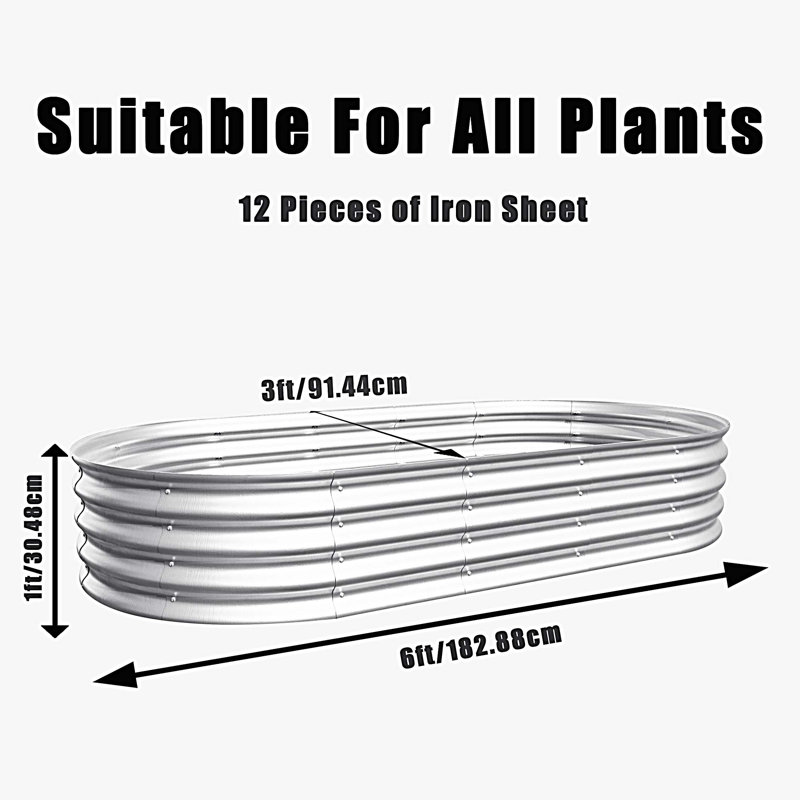 Jardinière surélevée galvanisée, H 12 po x l 72 po x P 36 po, Individual