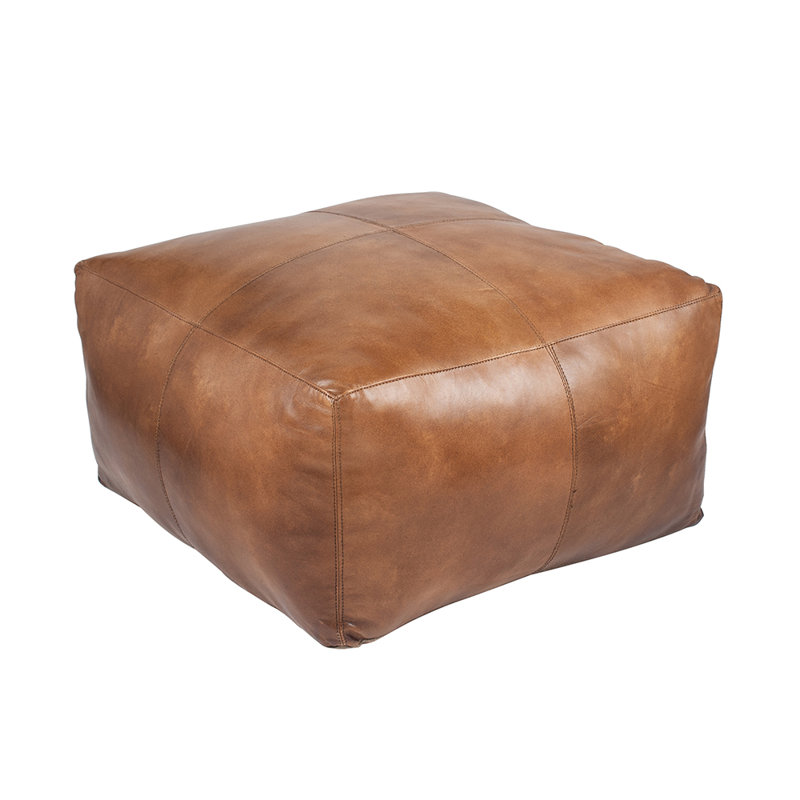 Chunn 60cm Wide Square Solid Colour Pouffe Ottoman, Natural Tan