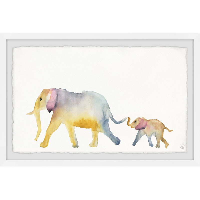Jorden Mom And Baby Elephant - Print, 20cm H x 30cm W