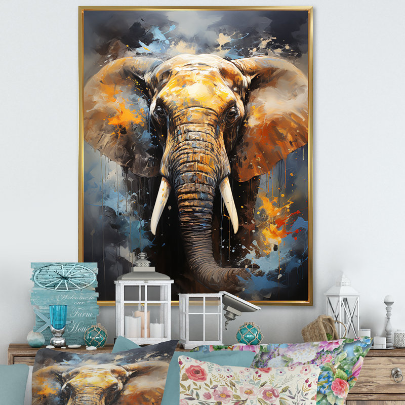 «Elephant Dreams In Colors on», reproduction sur toile, H 20 po x l 12 po x P 1 po, Cadre flottant doré