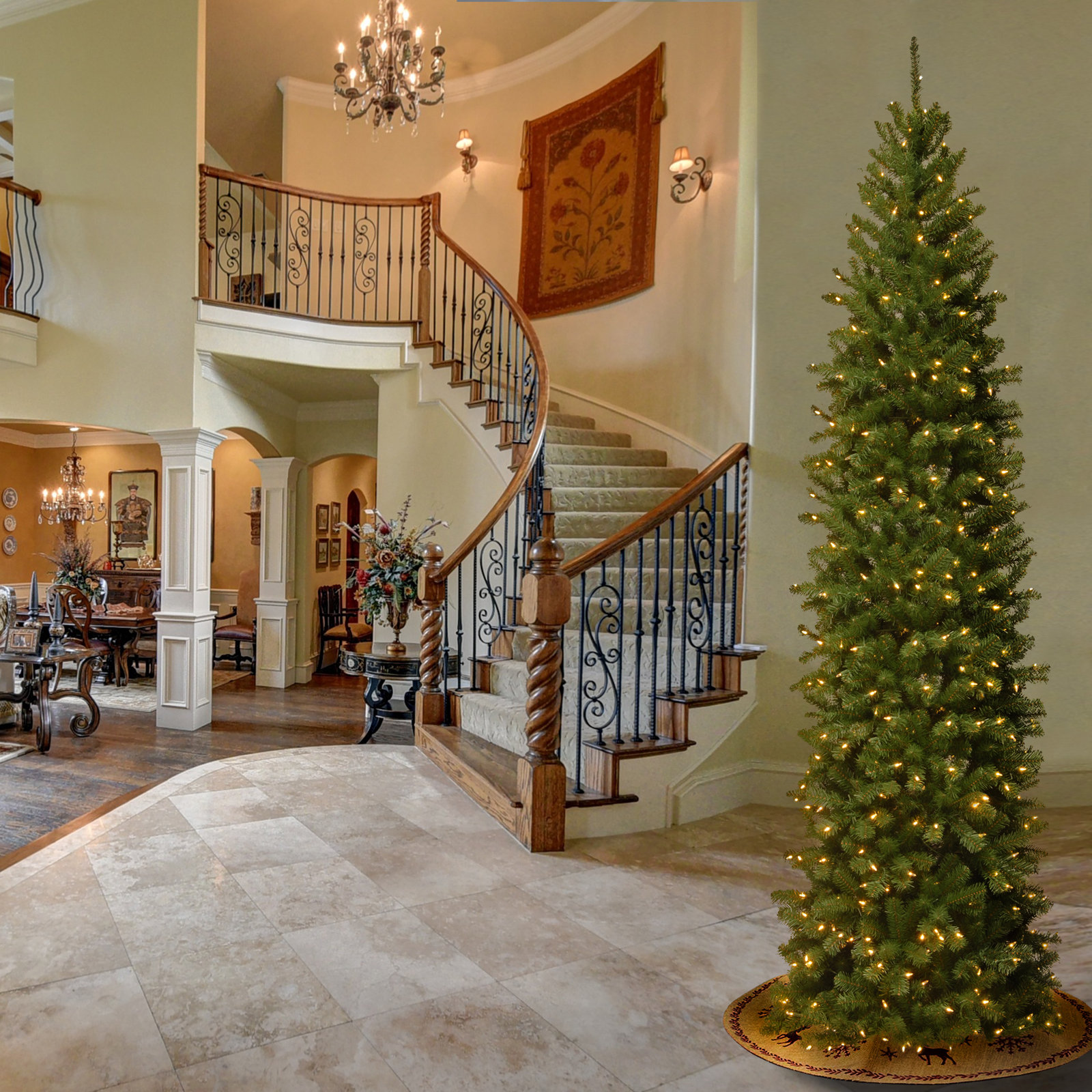 Pre-Lit Spruce Christmas Tree, 9'