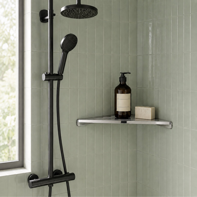 Tablette de douche Melvonia, Chrome poli