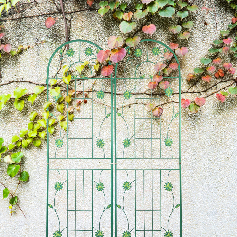 Ensemble de 2 treillis de jardin en métal antirouille 71 po x 19,7 po, support pour plantes d'extérieur, installation facile, structure, pour lierre, rose, raisin, haricots 71 po x 19,7 po, à assembler, matériau solide, jasmin