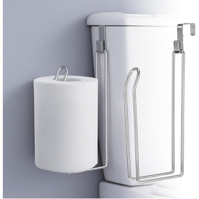 JES ENTERPRISES Over-The-Tank Wall-Mounted Toilet Paper Holder With Storage – Holds 2 Extra Rolls, Stainless Steel Rust-Resistant Organizer For Small Bathrooms, Rvs,