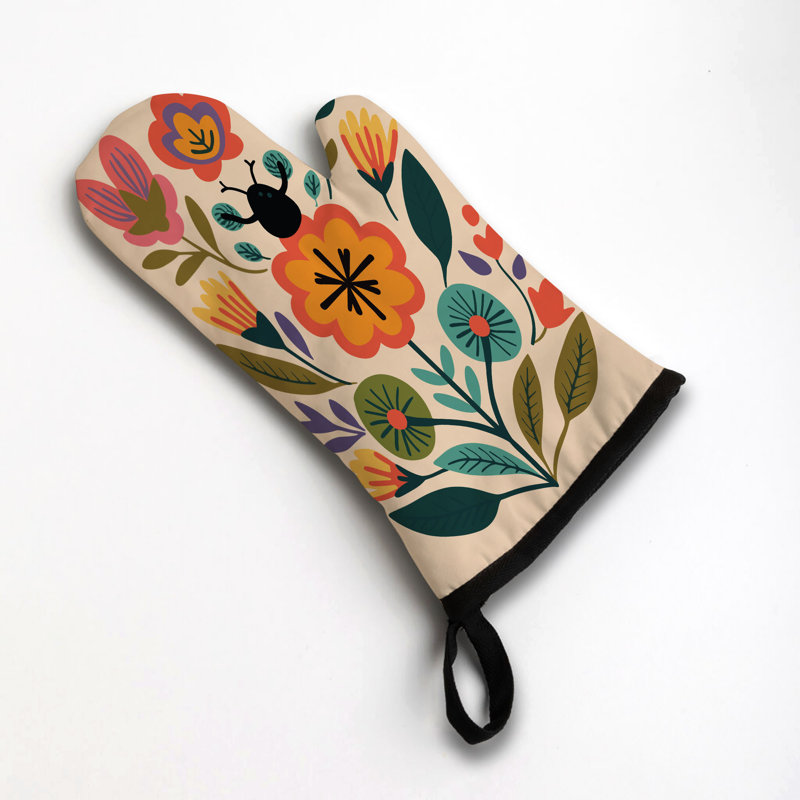 Abstract Buds Oven Mitt Cotton Twill