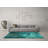 Wenyu Abstract Machine Woven Area Rug in Teal-1812380546