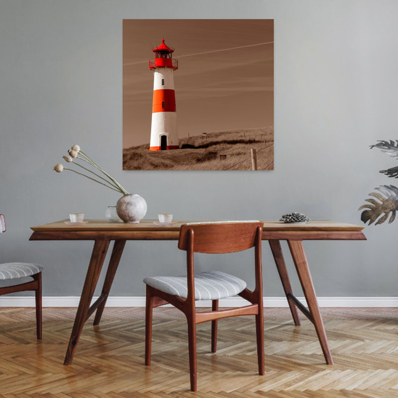 Phare rouge et blanc, art abstrait de l'architecture côtière, H 32 po x l 32 po