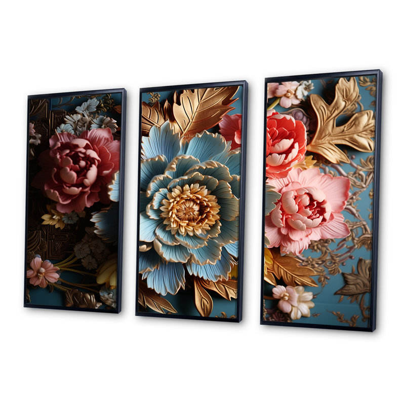 Ensemble de salon Baron - pivoine, Noir, noir, noir, noir, H 32 po x l 48 po