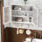 White Washed Cabinet With 24.8" Vintage Door - 3 Storage, Towel Rack For Bathroom, Kitchen, Dining Space Room Holder Glass Door, Three Kitchen