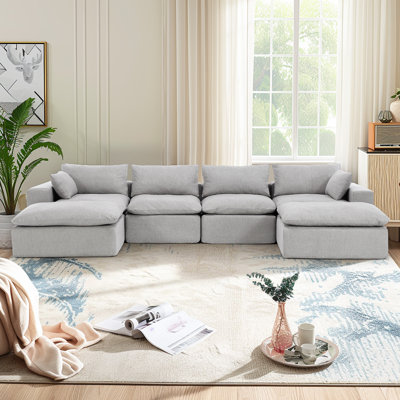 Sectional Sofa With 2 Ottomans