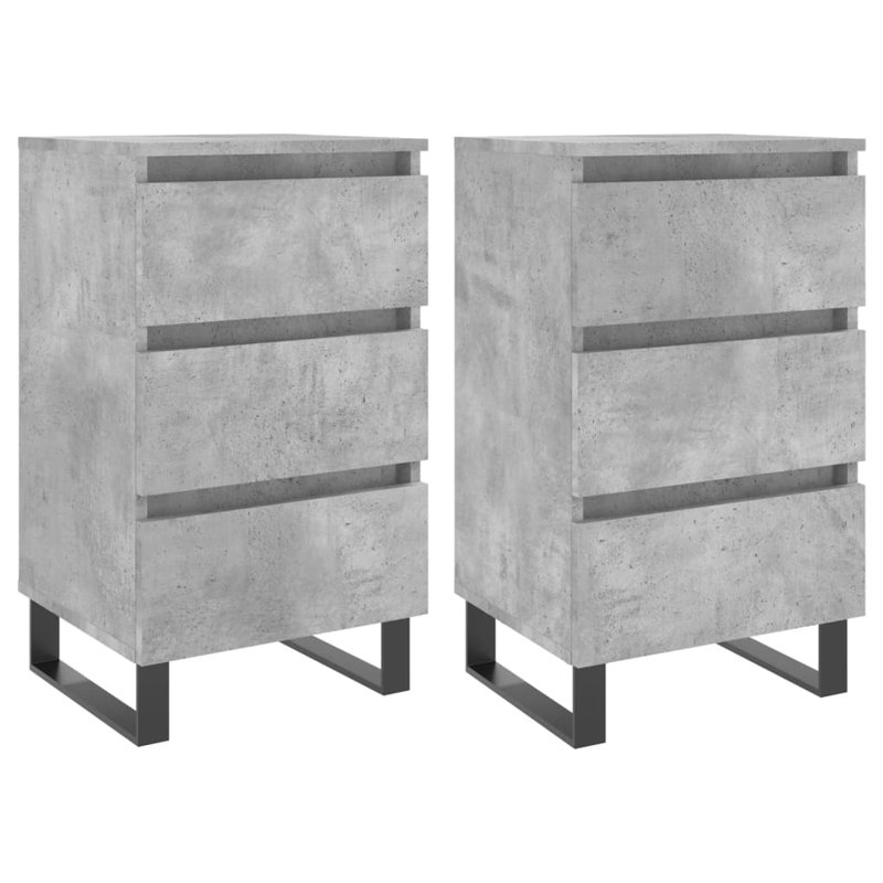 Airo 40cm W Iron Bedside Table, Concrete Grey