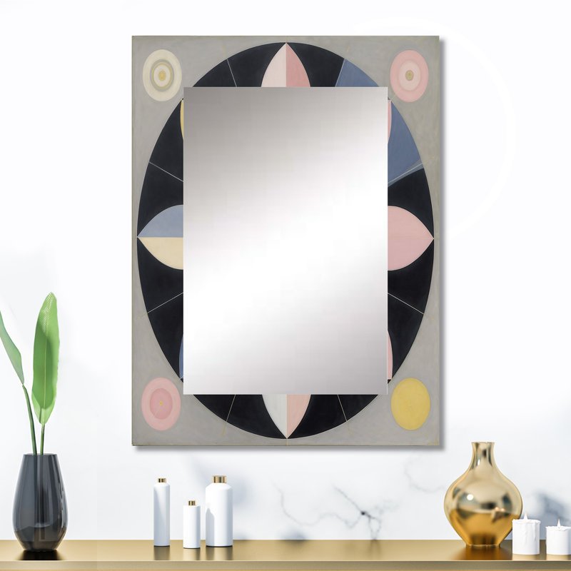 Universal Blossoming Harmony In Retro Pastel I - Abstract Spirals Wall Mirror, Modern Decorative Mirror, Printed Metal Art