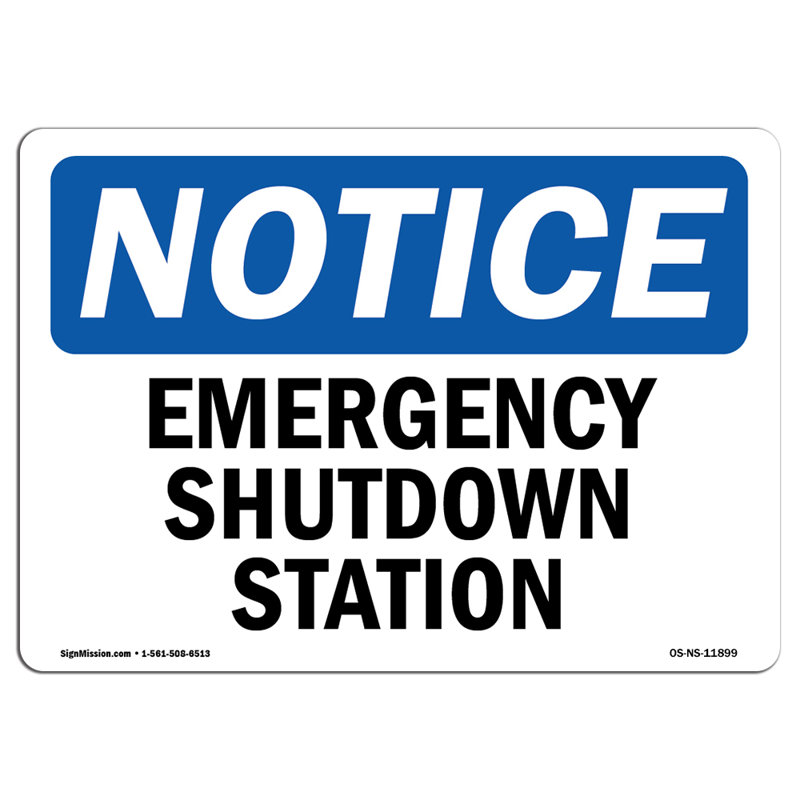 Emergency Shutdown Station Decal 14" X 10"