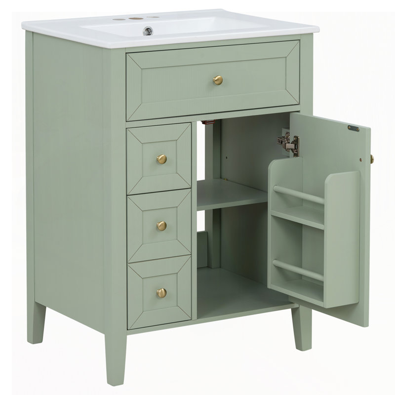 Meuble-lavabo 24 po avec lavabo en céramique, Light Green