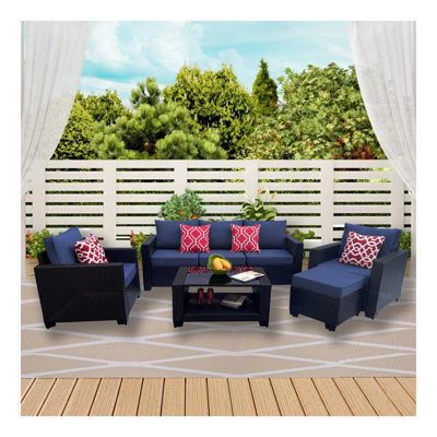 Ensemble de canapé d'extérieur en rotin PE 7 pièces avec table basse, ensemble de mobilier de patio; canapé d'extérieur; mobilier de patio d'extérieur; canapé d'extérieur; canapé de patio