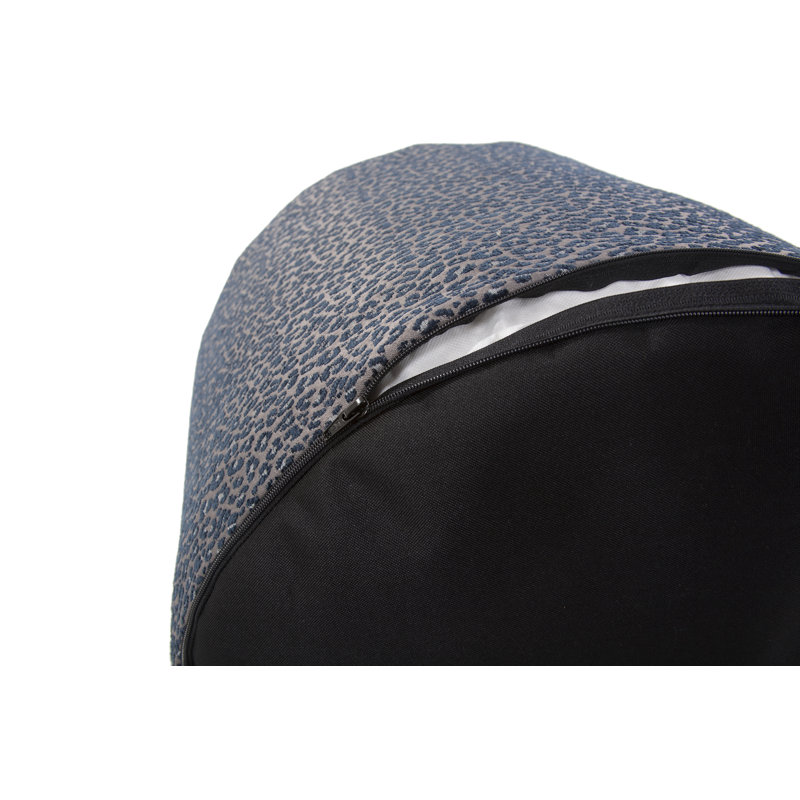 Upholstered Pouf, Lynx Indigo Polyester