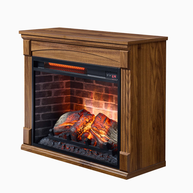 TV Media Entertainment Center With Electric Fireplace, Dark Oak