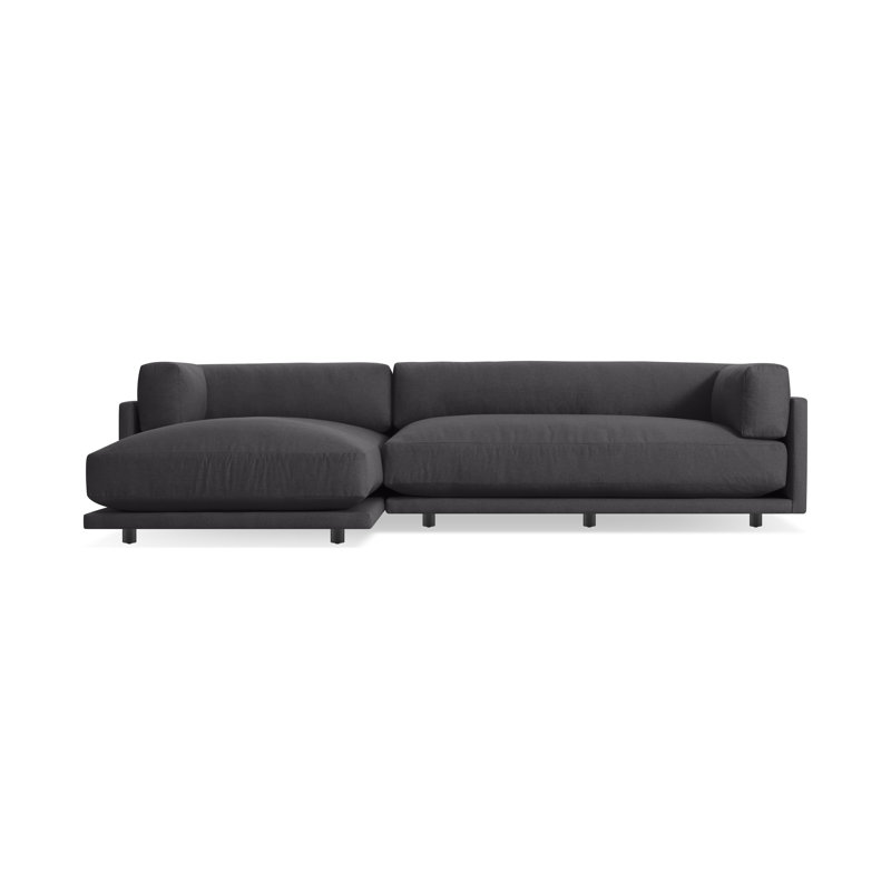 Sunday Chaise Sectional, Sanford Black Crossweave, Left Hand Facing