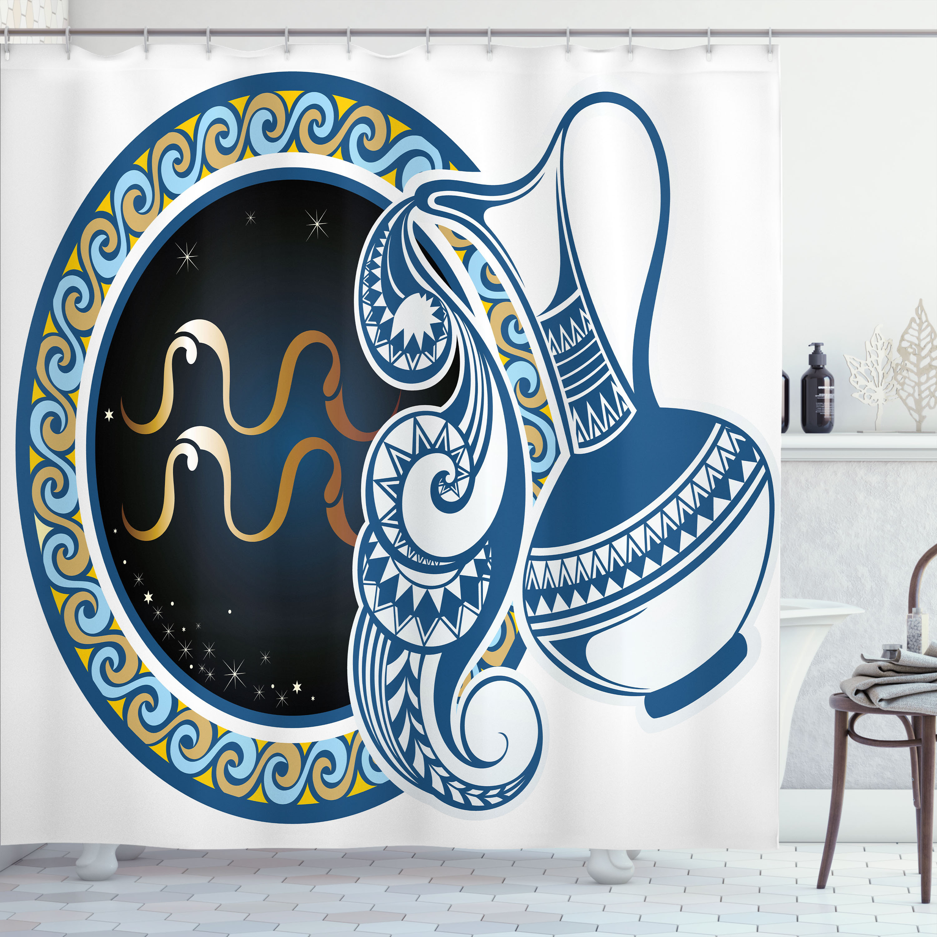 George Oliver Zodiac Shower Curtain Aquarius Sign Multicolor | Wayfair