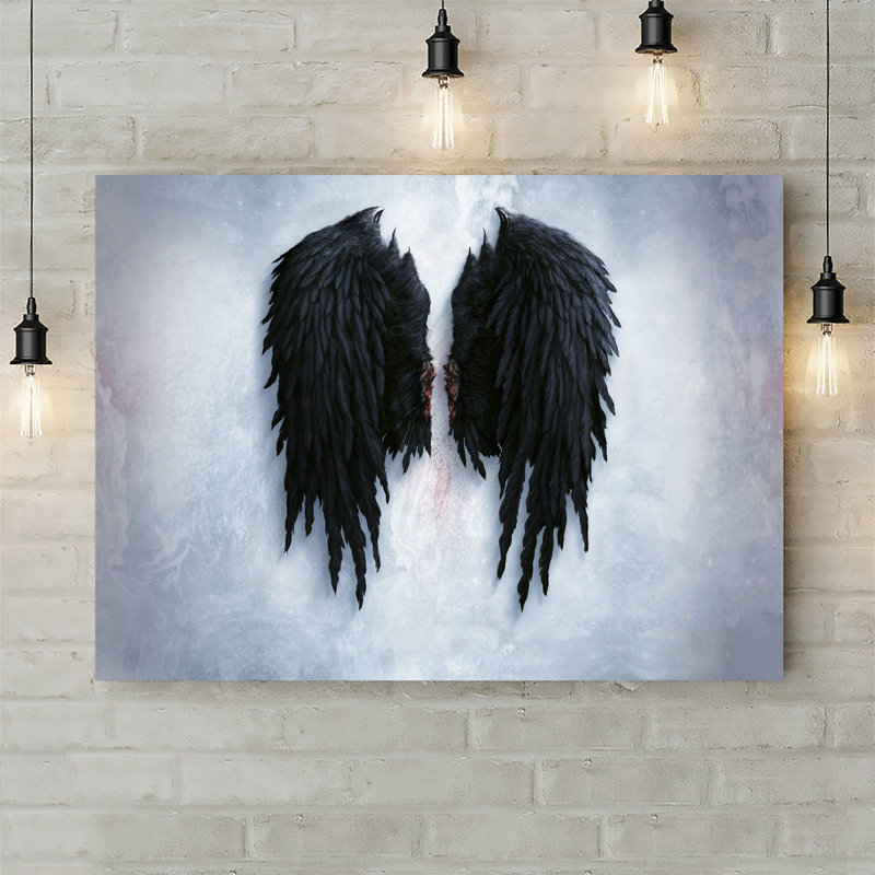 Black Angel Wings - Wrapped Canvas Print, 20.5cm H x 30.5cm W x 3.8cm D