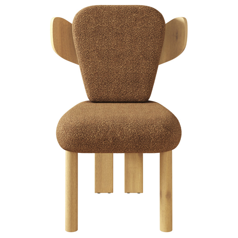 Brayden Upholstered Dining Side Chair with Wooden Legs (Set of 2), Natural Wood, Orange