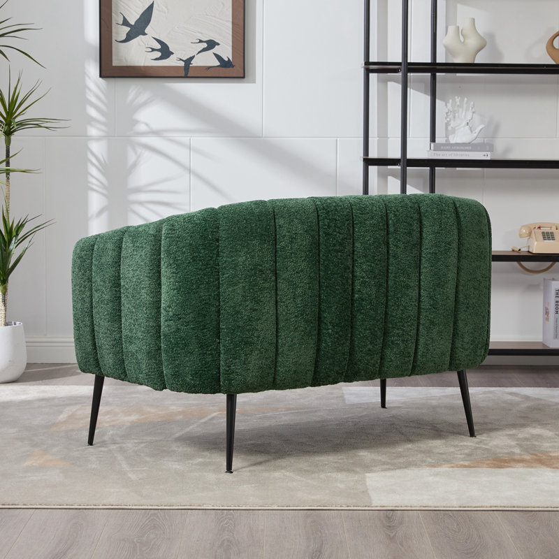 Causeuse en chenille avec pieds en métal, Vert