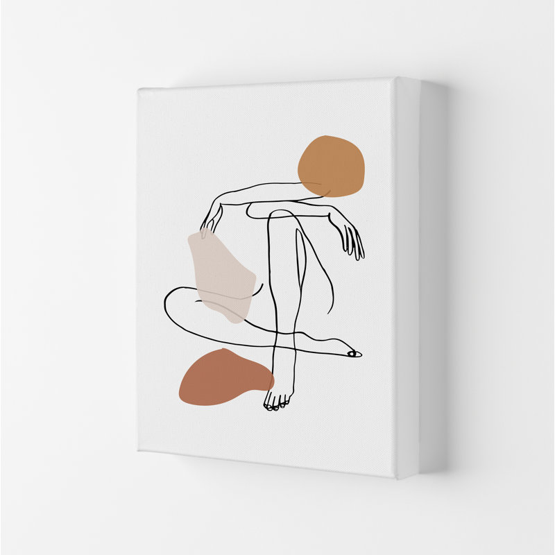 Sitting Legs Arms Crossed Stains Earth Colors - Print, 59.4cm H x 42cm W x 4cm D, Wrapped Canvas
