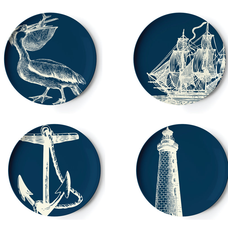 Ensemble de 4 assiettes à manger en mélamine 11 po 4 pièces Scrimshaw