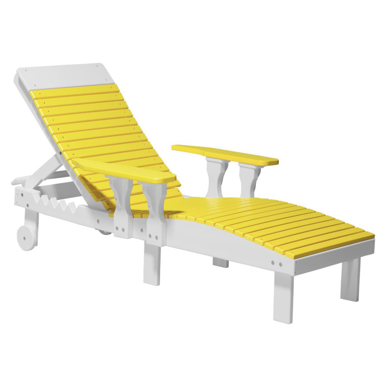 Chaise de patio inclinable Dicie, Jaune / Blanc
