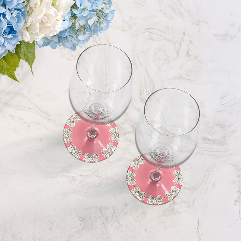 Sous-verres ronds en cuir rose, Rose