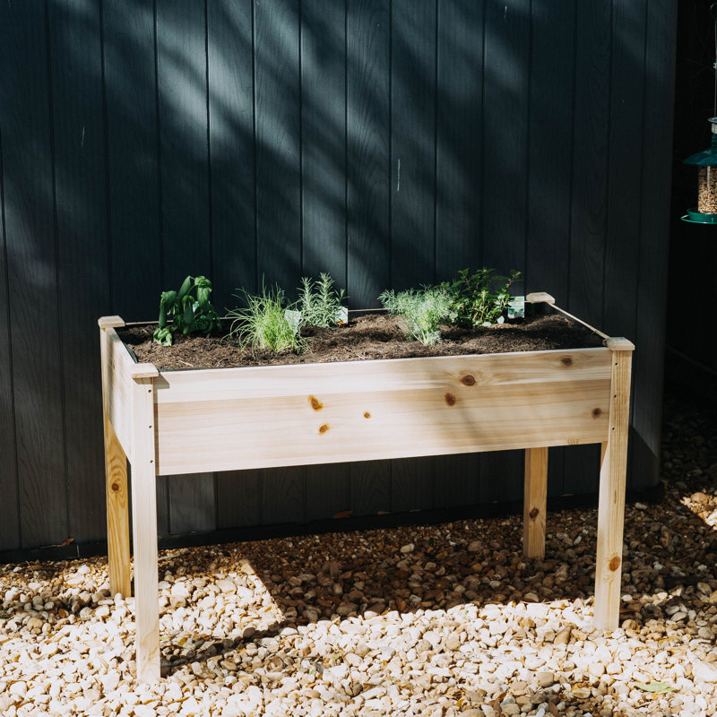  Lit de jardin surélevé 48 "x 24" avec pieds, jardinière en bois